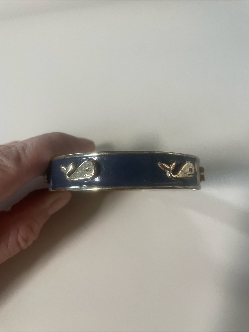 Black and Gold Hinged Whale Bracelet